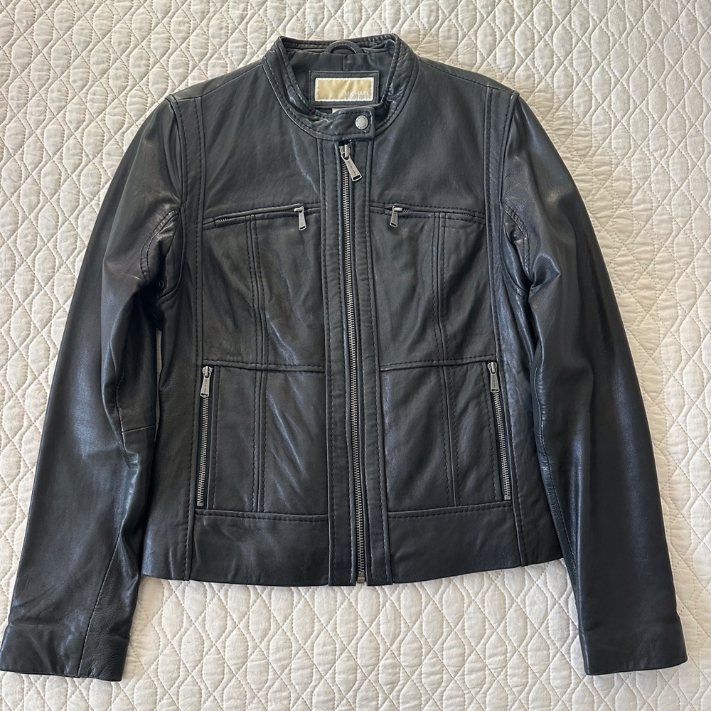Michael Kors Black Genuine Leather Jacket